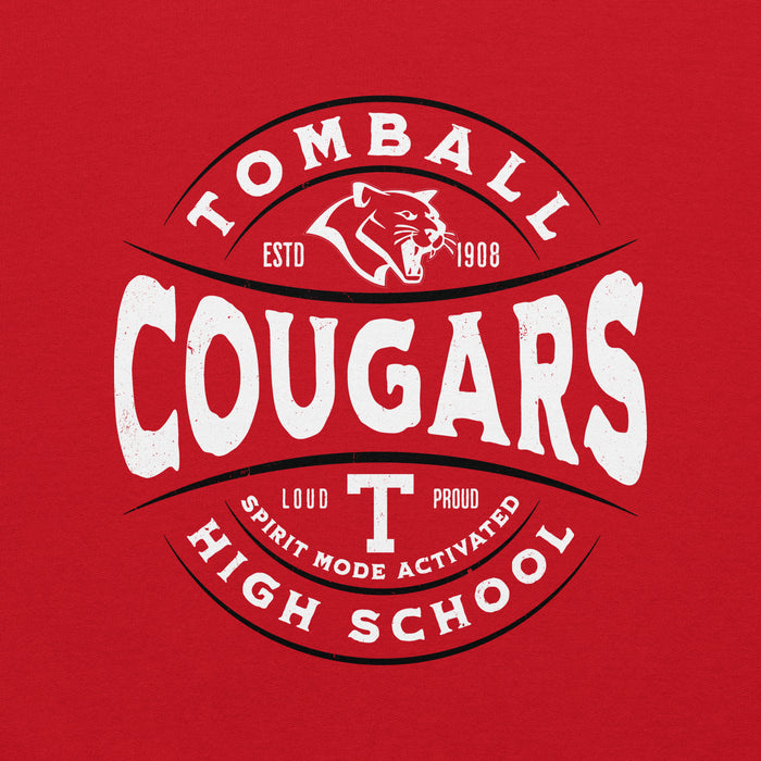 Close-up view of Tomball High School Cougars Red Classic Unisex Sweatshirt 218