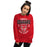 Woman wearing Tomball High School Cougars Red Classic Unisex Sweatshirt 204
