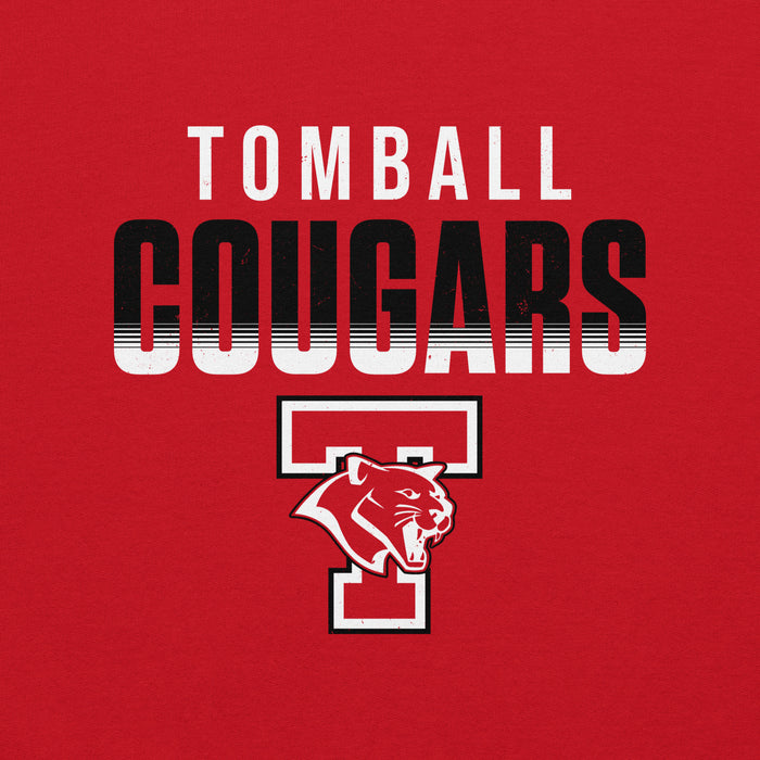 Close-up view of Tomball High School Cougars Red Classic Unisex Sweatshirt 024
