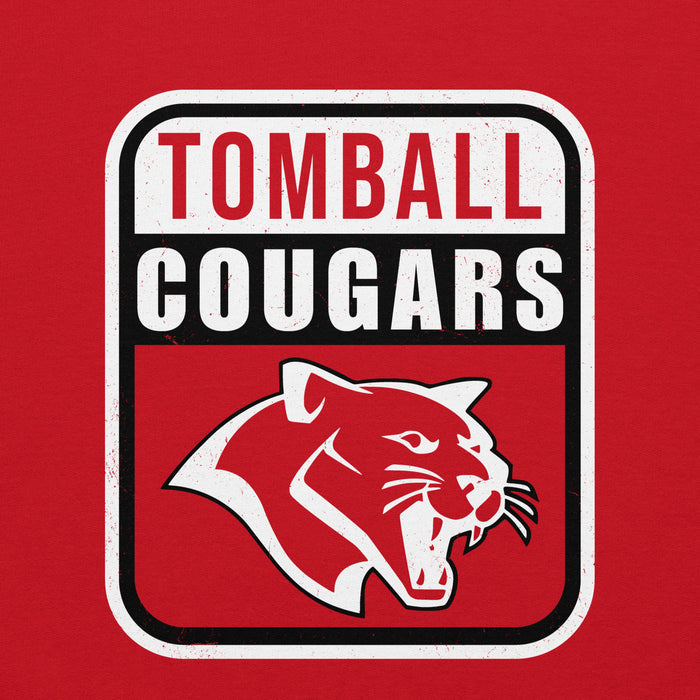 Close-up view of Tomball High School Cougars Red Classic Unisex Sweatshirt 011