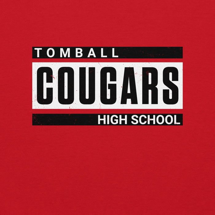 Close-up view of Tomball High School Cougars Red Classic Unisex Sweatshirt 098