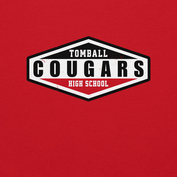 Close-up view of Tomball High School Cougars Red Classic Unisex Sweatshirt 009