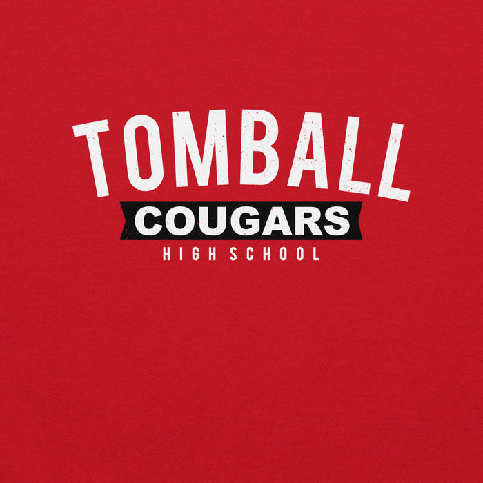 A red graphic print featuring the text 'TOMBALL COUGARS HIGH SCHOOL' in white and black lettering. Tomball High School Cougars Red Classic Unisex Sweatshirt 021