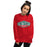 Woman wearing The Woodlands High School Highlanders Red Classic Unisex Sweatshirt 009