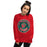 Woman wearing The Woodlands High School Highlanders Red Classic Unisex Sweatshirt 215