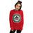 Woman wearing The Woodlands High School Highlanders Red Classic Unisex Sweatshirt 216