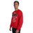 Man wearing Tomball High School Cougars Red Classic Unisex Sweatshirt 204