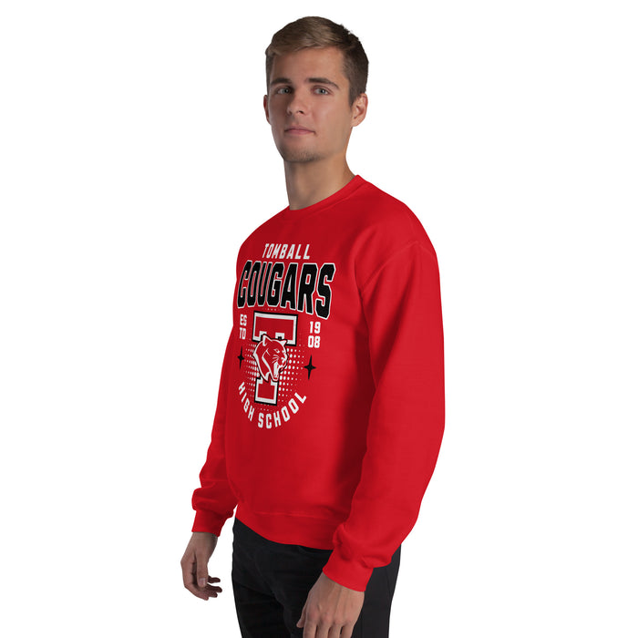 Man wearing Tomball High School Cougars Red Classic Unisex Sweatshirt 204