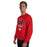 Man wearing Tomball High School Cougars Red Classic Unisex Sweatshirt 034