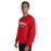 MAn wearing Tomball High School Cougars Red Classic Unisex Sweatshirt 021