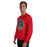 Man wearing The Woodlands High School Highlanders Red Classic Unisex Sweatshirt 215