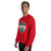 Man wearing The Woodlands High School Highlanders Red Classic Unisex Sweatshirt 209