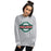 Woman wearing The Woodlands High School Highlanders Grey Classic Unisex Sweatshirt 011