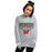Woman wearing The Woodlands High School Highlanders Grey Classic Unisex Sweatshirt 049