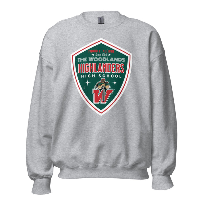 The Woodlands High School Highlanders Grey Classic Unisex Sweatshirt 218