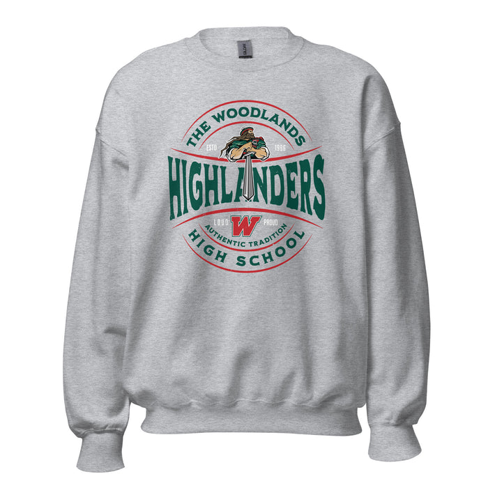 The Woodlands High School Highlanders Grey Classic Unisex Sweatshirt 218