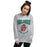 Woman wearing The Woodlands High School Highlanders Grey Classic Unisex Sweatshirt 213