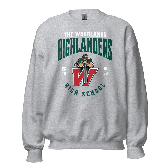 The Woodlands High School Highlanders Grey Classic Unisex Sweatshirt 213