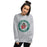 Woman wearing The Woodlands High School Highlanders Grey Classic Unisex Sweatshirt 224