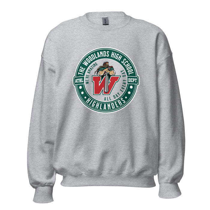 The Woodlands High School Highlanders Grey Classic Unisex Sweatshirt 224