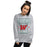 Woman wearing The Woodlands High School Highlanders Grey Classic Unisex Sweatshirt 230