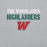 Close-up view of The Woodlands High School Highlanders Grey Classic Unisex Sweatshirt 017