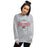 Woman wearing The Woodlands High School Highlanders Grey Classic Unisex Sweatshirt 211