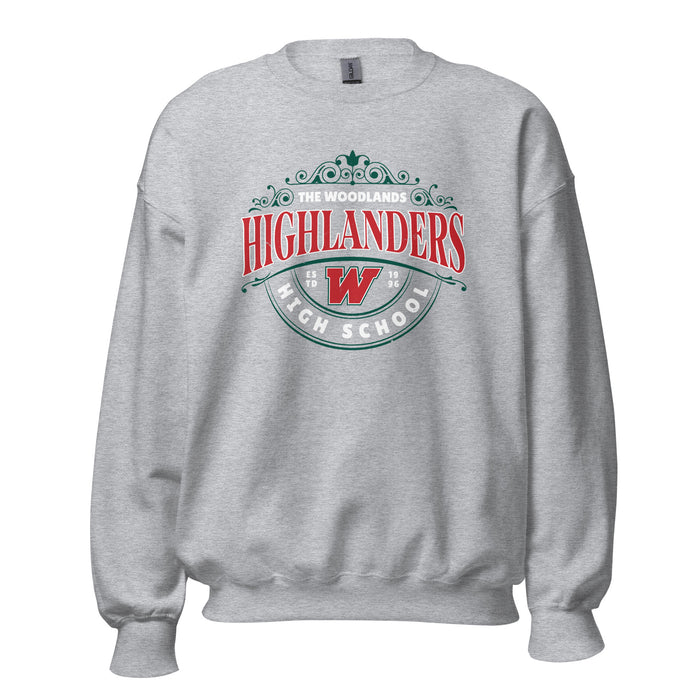 The Woodlands High School Highlanders Grey Classic Unisex Sweatshirt 211