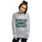 Woman wearing The Woodlands High School Highlanders Grey Classic Unisex Sweatshirt 210