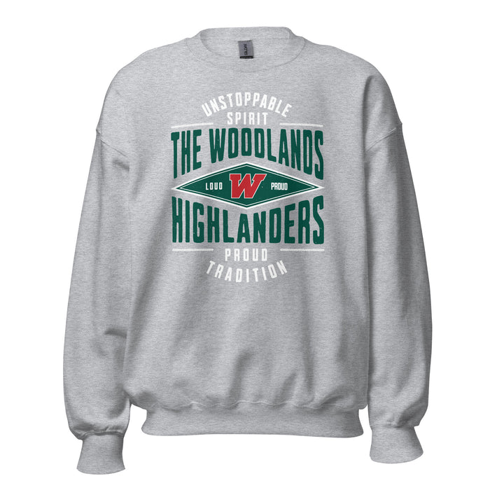 The Woodlands High School Highlanders Grey Classic Unisex Sweatshirt 210