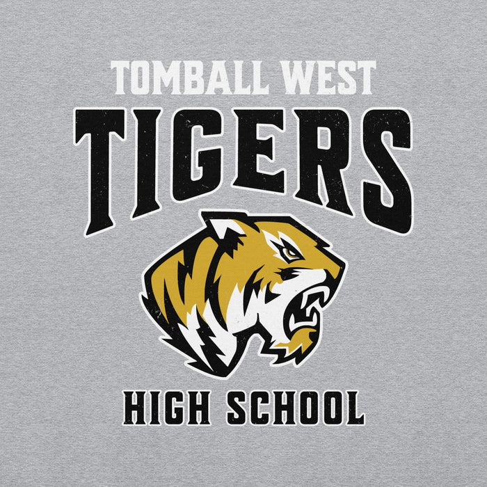 Close-up view of Tomball West High School Tigers Grey Classic Unisex Sweatshirt 213