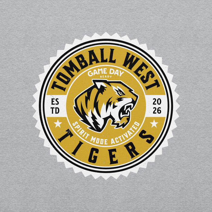 Close-up view of Tomball West High School Tigers Grey Classic Unisex Sweatshirt 203