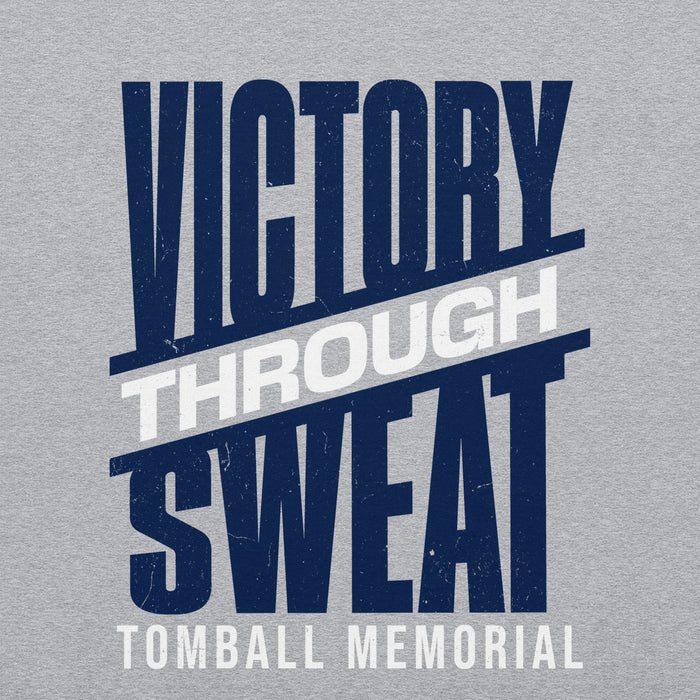 Close-up view of Tomball Memorial High School Wildcats Grey Classic Unisex Sweatshirt 241