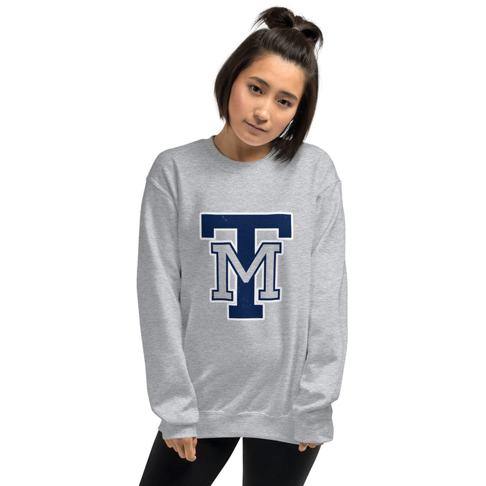 Woman wearing Tomball Memorial High School Wildcats Grey Classic Unisex Sweatshirt 200