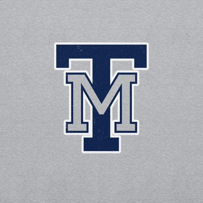 Close-up view of Tomball Memorial High School Wildcats Grey Classic Unisex Sweatshirt 200