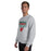 Man wearing The Woodlands High School Highlanders Grey Classic Unisex Sweatshirt 049