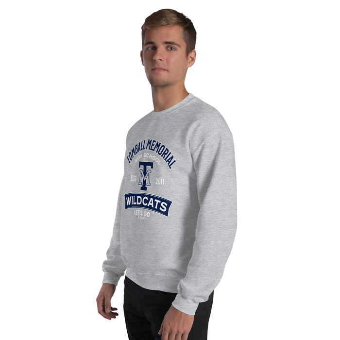 Man wearing Tomball Memorial High School Wildcats Grey Classic Unisex Sweatshirt 221