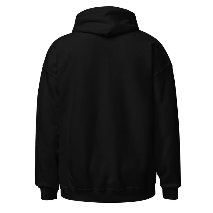 Back view of United High School Longhorns Black Classic Unisex Hoodie 222