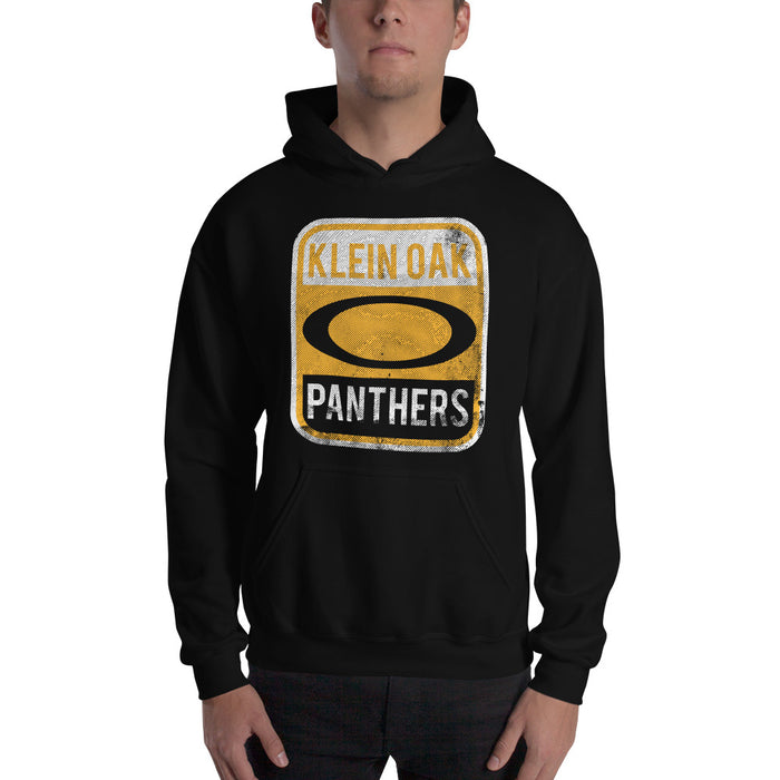 Man wearng a Klein Oak High School Panthers Black Classic Unisex Hoodie 01