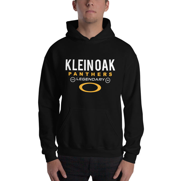 Man wearing a Klein Oak High School Panthers Black Classic Unisex Hoodie 03