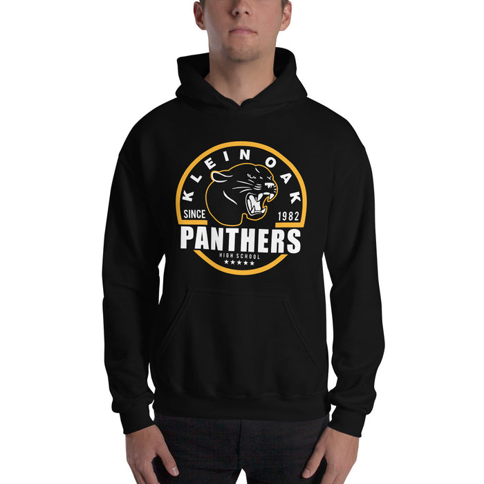 Man wearing a Klein Oak High School Panthers Black Classic Unisex Hoodie 04