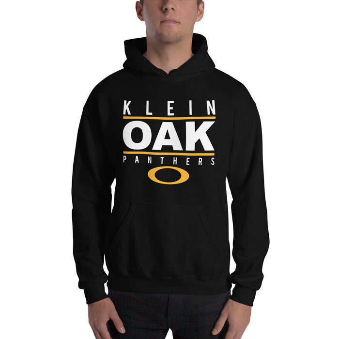 Man wearing a Klein Oak High School Panthers Black Classic Unisex Hoodie 07