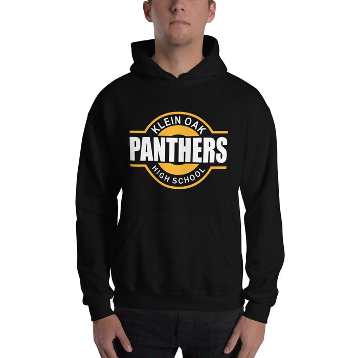 Man wearing a Klein Oak High School Panthers Black Classic Unisex Hoodie 11