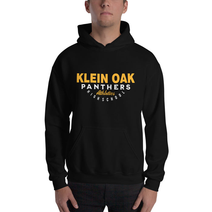 Man wearing a Klein Oak High School Panthers Black Classic Unisex Hoodie 12