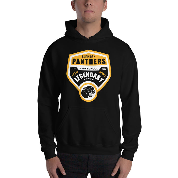 Man wearing a Klein Oak High School Panthers Black Classic Unisex Hoodie 14