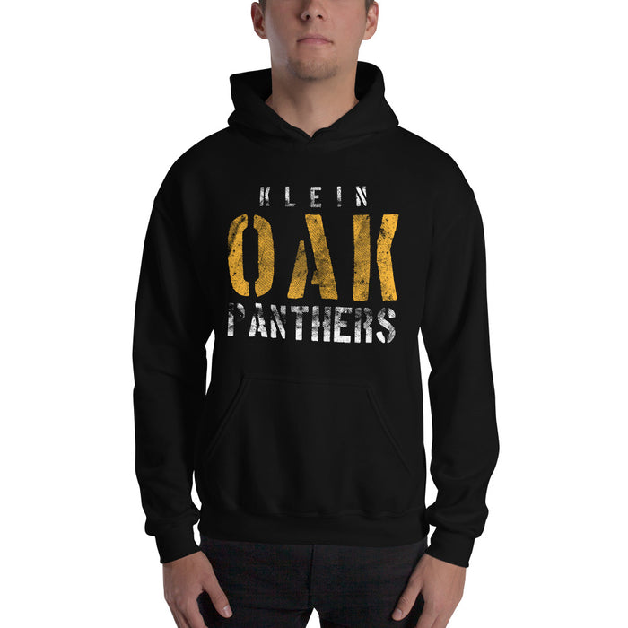 Man wearing a Klein Oak High School Panthers Black Classic Unisex Hoodie 17