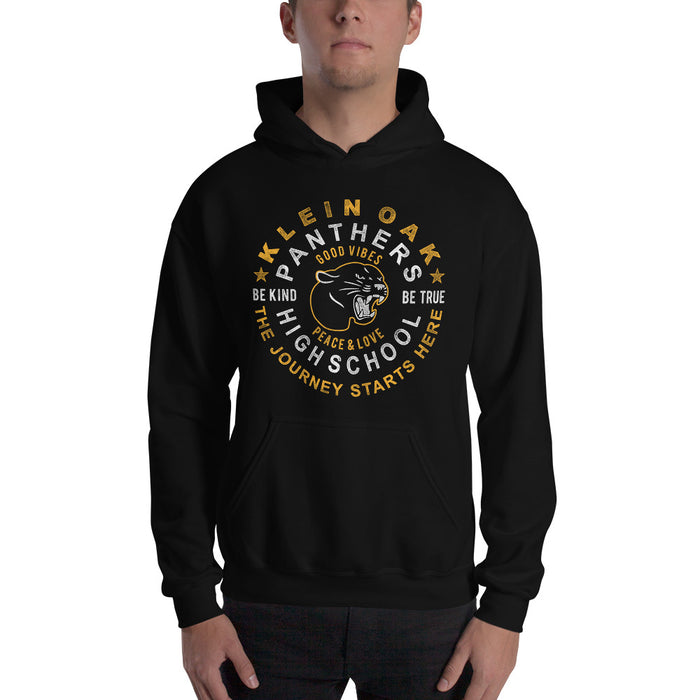 Man wearing a Klein Oak High School Panthers Black Classic Unisex Hoodie 16