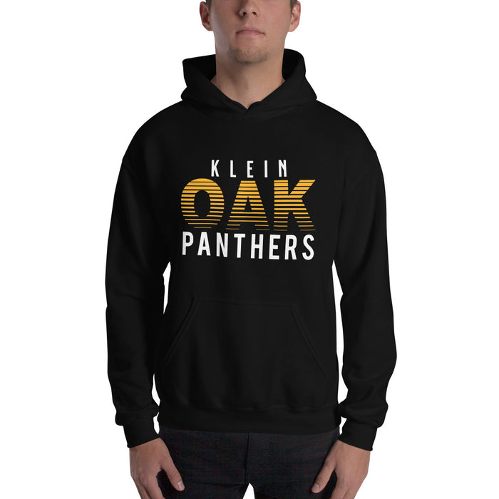 Man wearing a Klein Oak High School Panthers Black Classic Unisex Hoodie 24