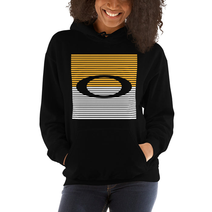 Woman wearing a Klein Oak High School Panthers Black Classic Unisex Hoodie 27