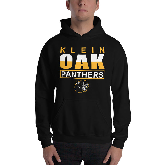 Man wearing a Klein Oak High School Panthers Black Classic Unisex Hoodie 29